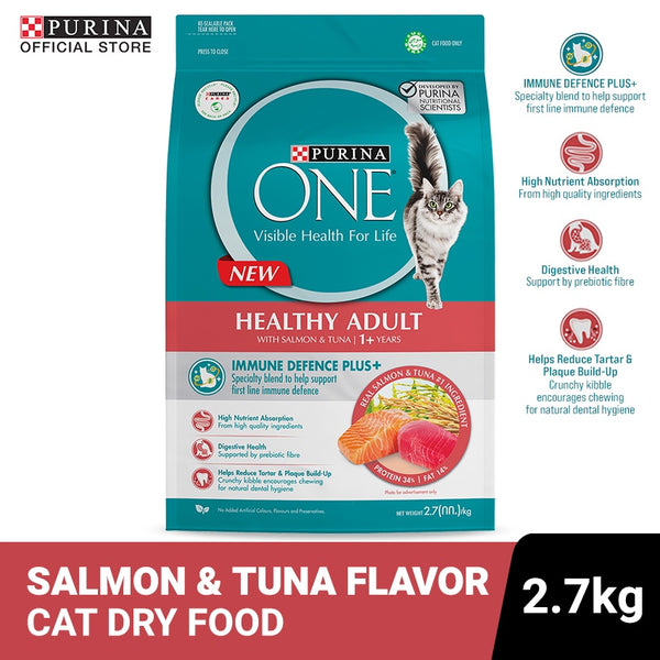 PURINA ONE Healthy Adult with Salmon and Tuna Dry Cat Food - 2.7Kg