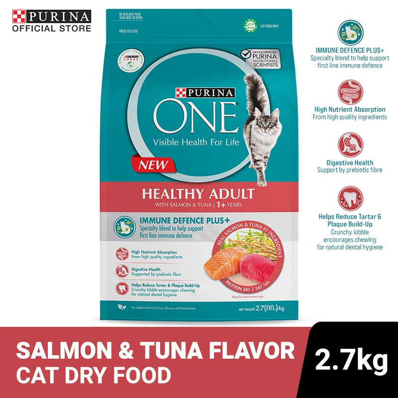 Purina One Healthy Adult with Salmon and Tuna Dry Cat Food 2.7kg