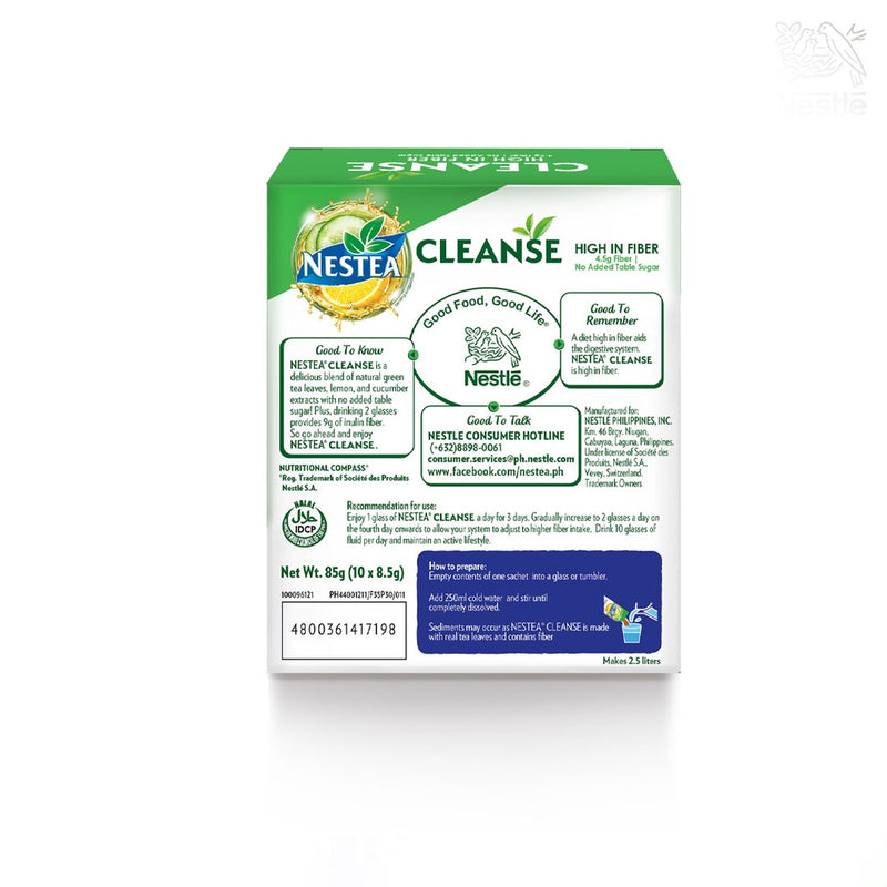NESTEA Cleanse Lemon Cucumber Powdered Green Tea with Fiber 250ml - Pack of 20