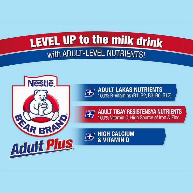 BEAR BRAND Adult Plus Milk Powder 33g - Pack of 8