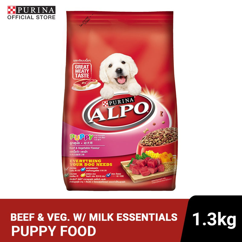 ALPO Beef & Vegetables with Milk Essentials Puppy Dry Dog Food - 1.3Kg