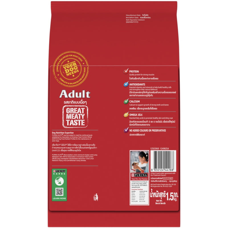 ALPO Beef, Liver & Vegetable Adult Dry Dog Food - 1.5Kg