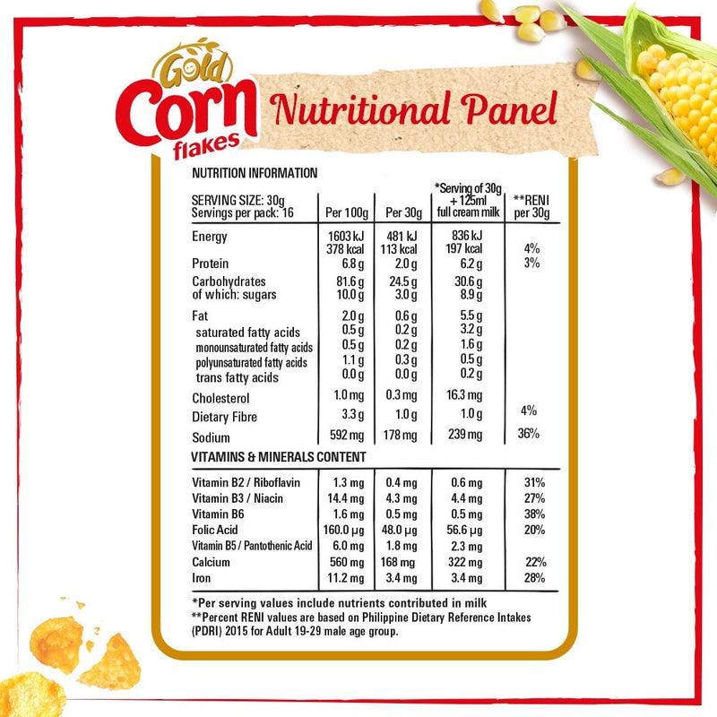 GOLD CORN FLAKES Cereal Breakfast 500g and NESTLE Fresh Milk 1L