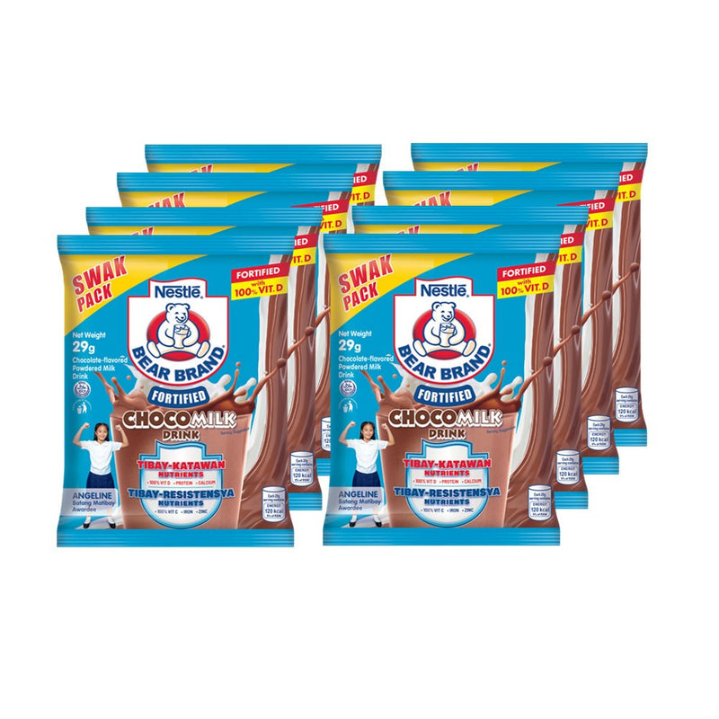 BEAR BRAND Fortified Choco Powdered Milk Drink 29g SWAK - Pack of 8