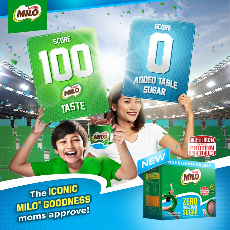 MILO Zero Added Table Sugar Powdered Choco Malt Milk Drink 26g - Pack of 20