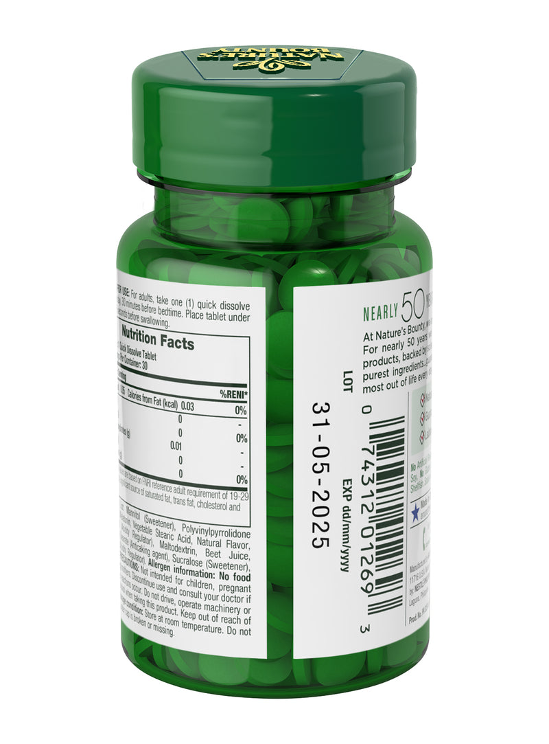 Nature's Bounty Melatonin Food Supplement 3mg x 30 Quick Dissolve Tablets